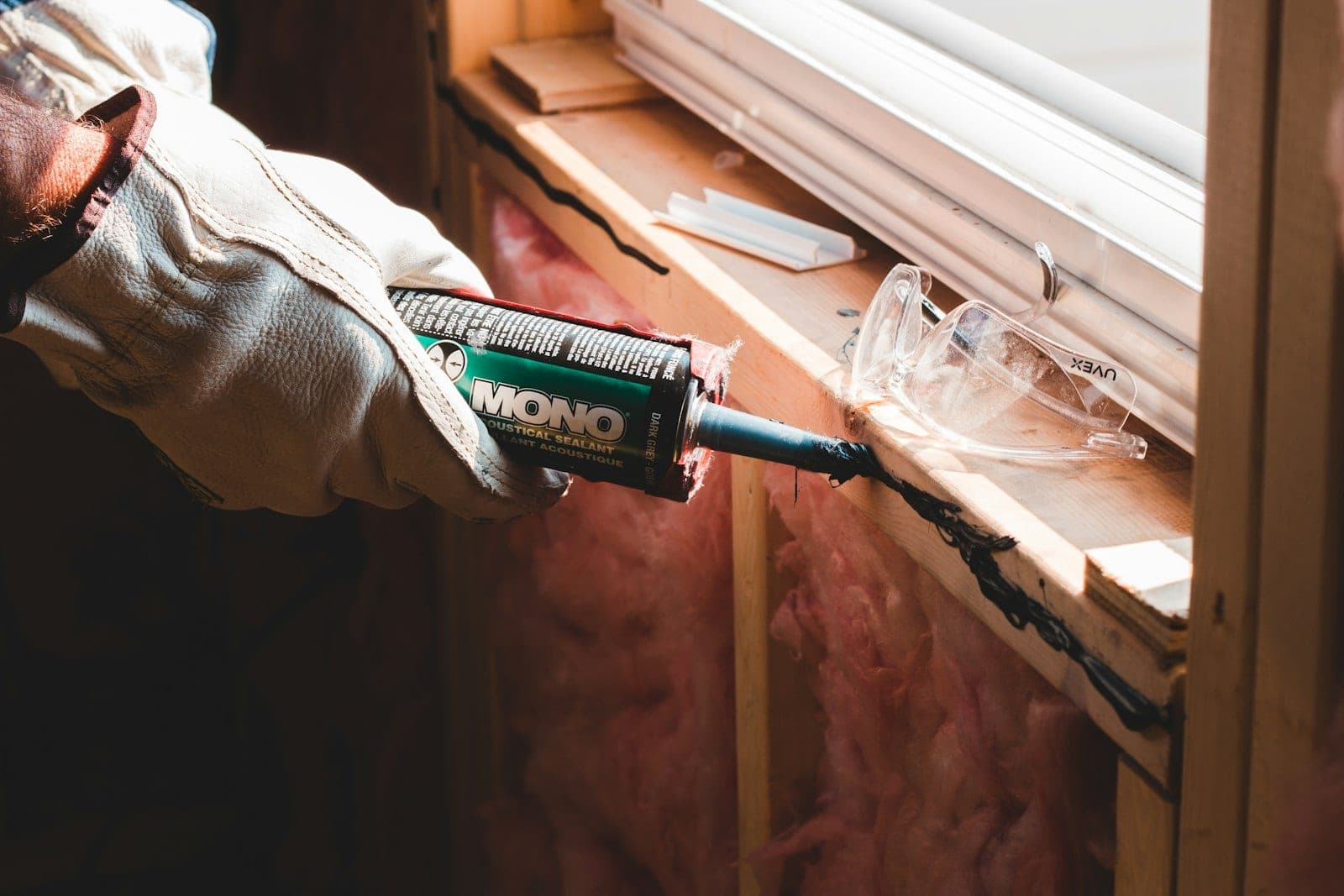 Air-sealing and insulation work around a residential window
